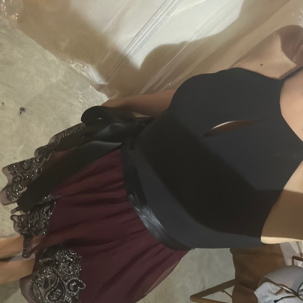 Black and burgundy homecoming dress